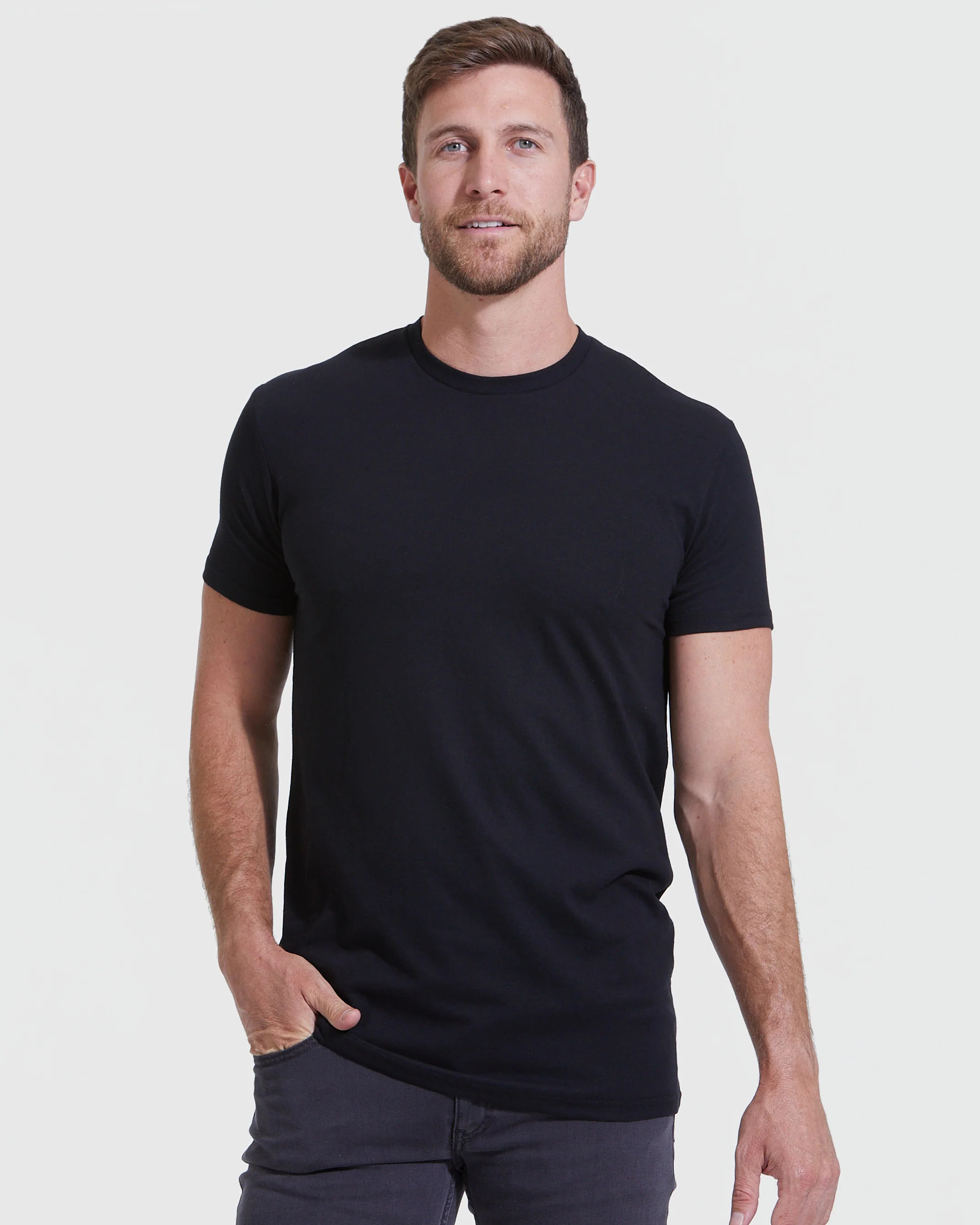 Black Tall Straight Hem Crew Neck T-Shirt | True Classic