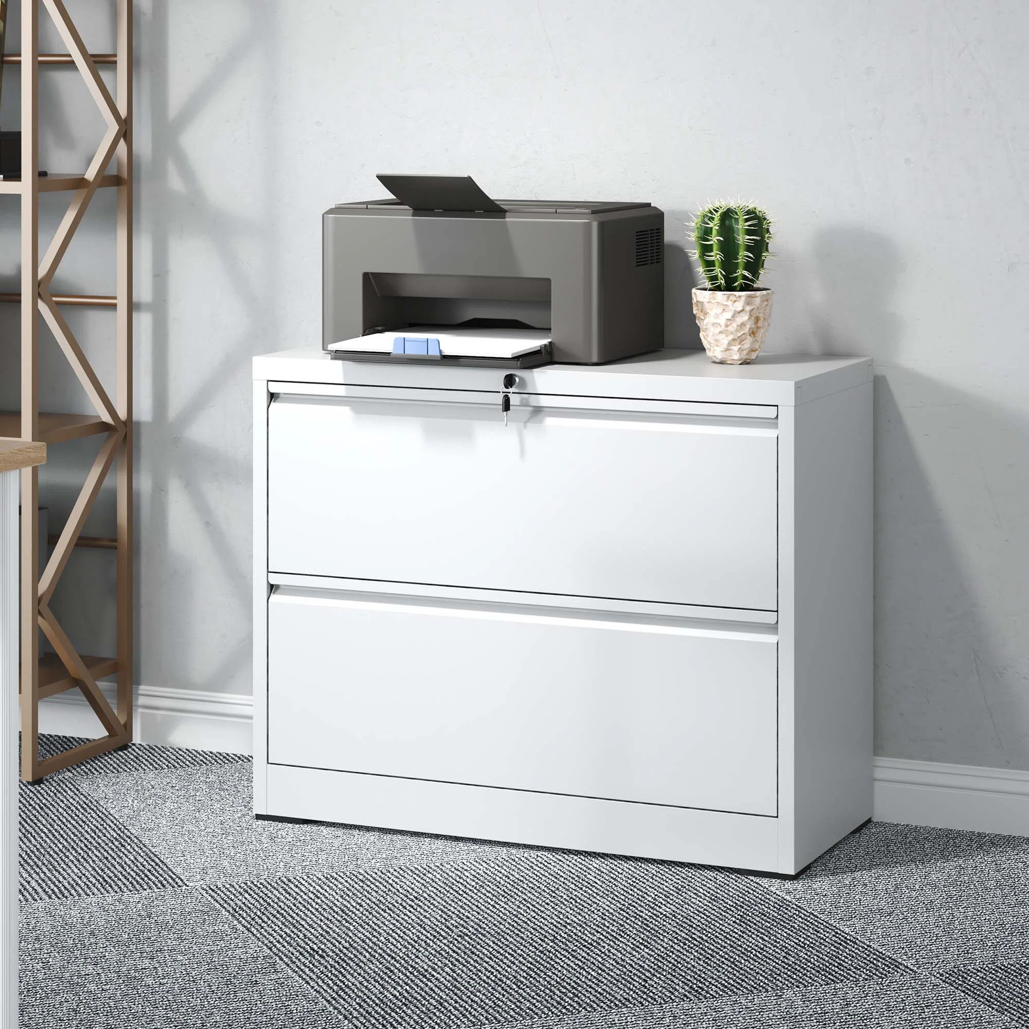 35.43"W 2-Drawer Locking Metal Lateral File Cabinet - Heavy-Duty Home Office Storage for A4/Lette... | Wayfair North America