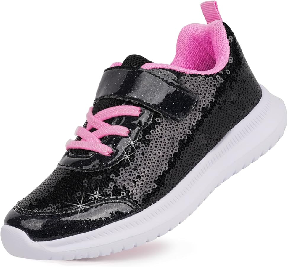 Toandon Toddler Kids Sneakers Sparkle Fashion Glitter Sequins Canvas Shoes | Amazon (US)