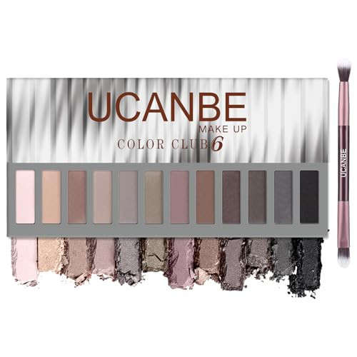 UCANBE 2 PCS Eyeshadow Makeup Palette Kit, 12 Color Nude Eye Shadow Set, Neutral Matte Shimmer Make Up Pallet With Double-Ended Brush, Highly Pigmented Long Lasting Waterproof | Amazon (US)