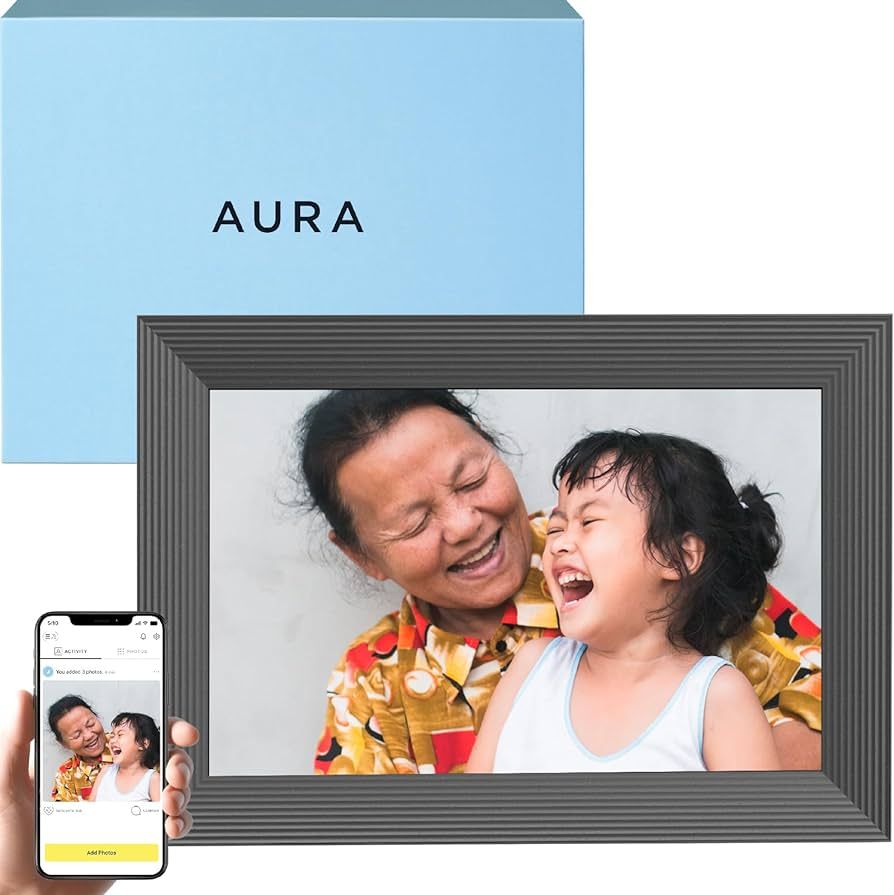 Aura Carver 10.1" WiFi Digital Picture Frame | Wirecutter's Best Digital Frame for Gifting | Send Photos from Your Phone | Quick, Easy Setup in Aura App | Free Unlimited Storage | (Gravel) | Amazon (US)