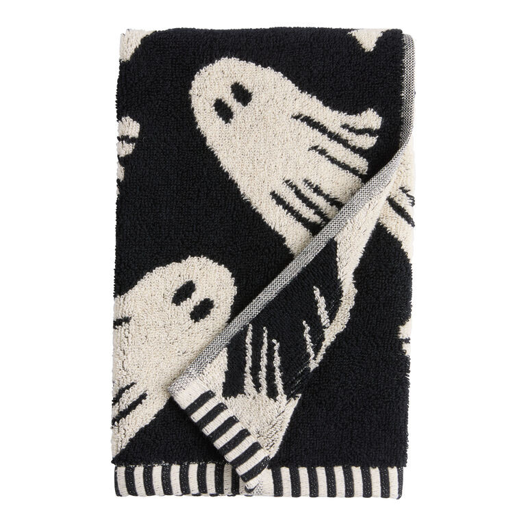 Black and Ivory Ghost Terry Hand Towel | World Market
