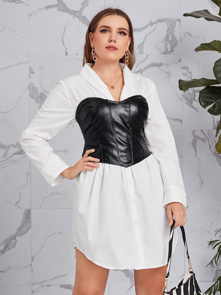 SHEIN Privé Plus Seam Front PU Leather Tube Top Without Blouse | SHEIN