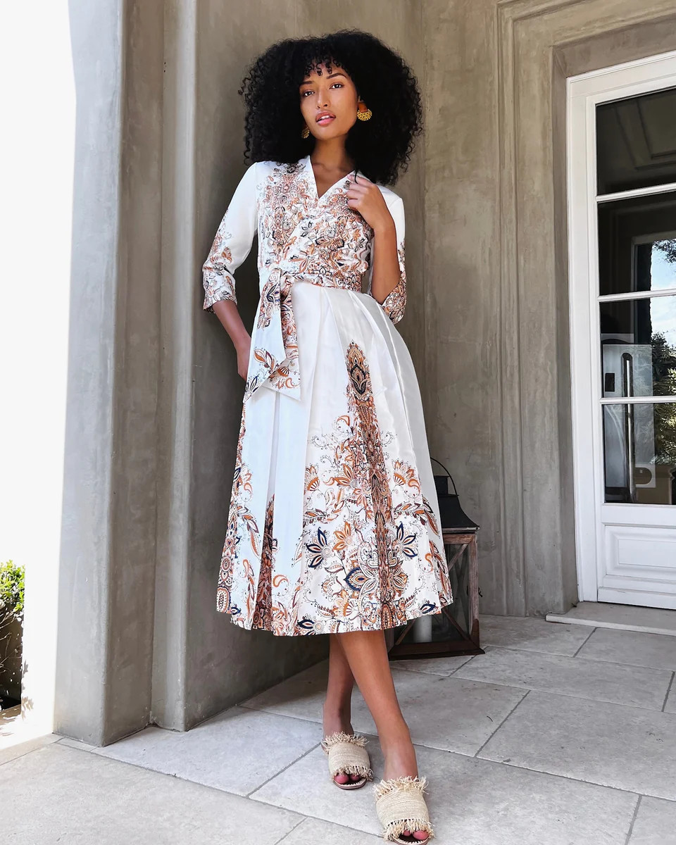 Jaya Pleated Taffeta Midi Dress | Benaar La