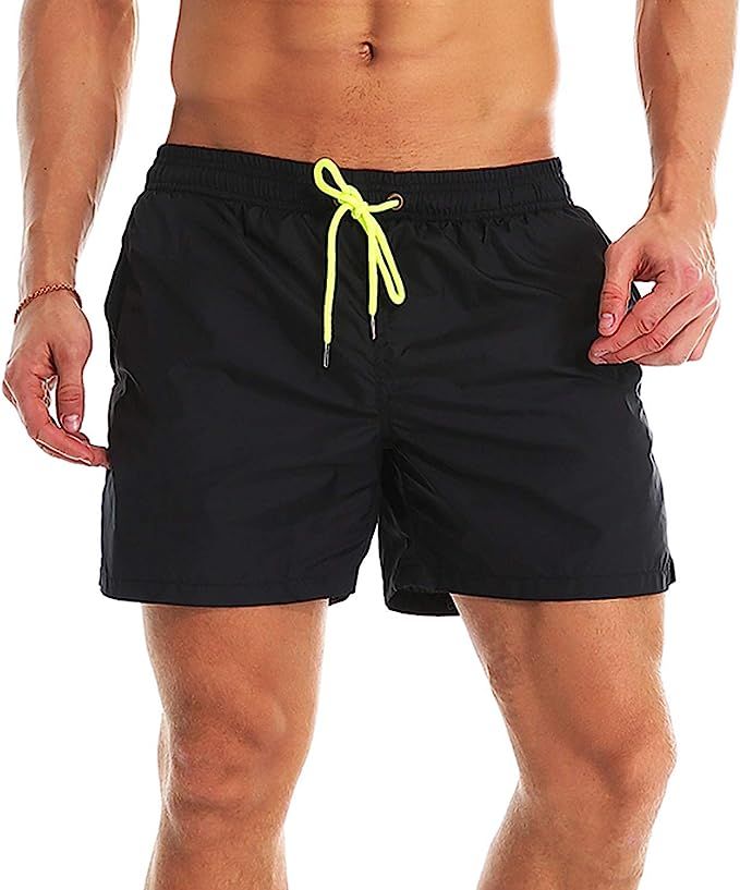 YnimioAOX Men's Swim Trunks Quick Dry Beach Shorts Swimwear Bathing Suit with Mesh Lining | Amazon (US)