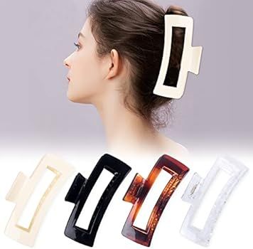 Amazon.com : 4 Pack Extra Large Hair Claw Clips for Women, 5'' Hair Clips for Thick and Long Hair... | Amazon (US)
