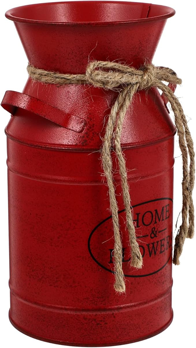 Milk can Rustic Metal vases Shabby Chic Milk jug vase with Rope French Rustic Bucket Retro Style ... | Amazon (US)