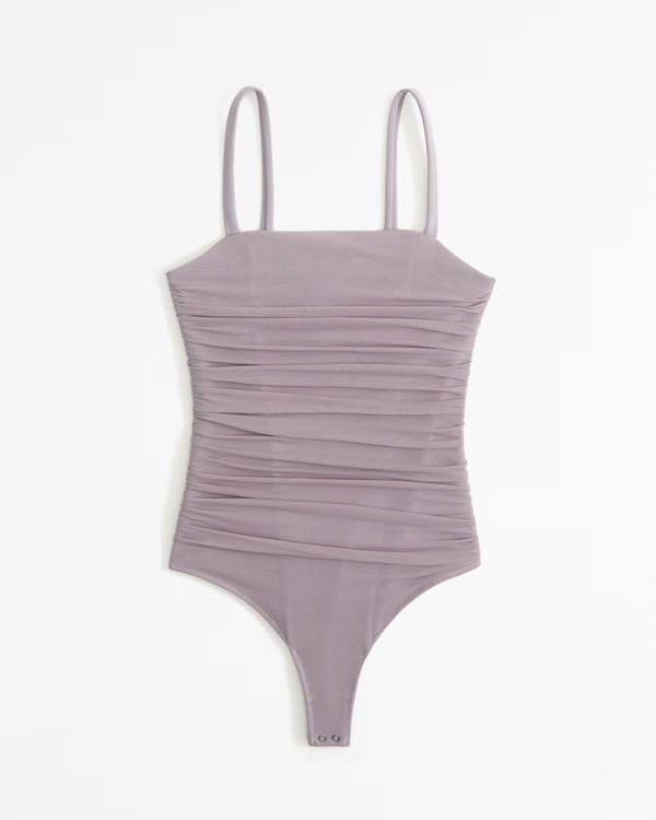 Women's Mesh Crepe Squareneck Bodysuit | Women's Tops | Abercrombie.com | Abercrombie & Fitch (US)