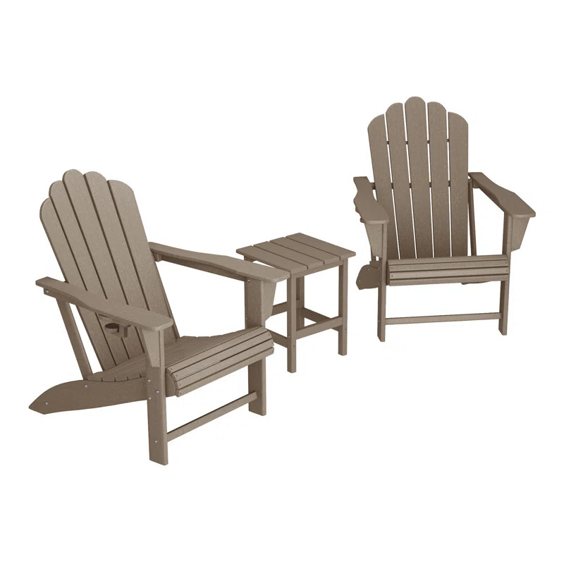 Outdoor Poly Adirondack Chair With Side Table 3-Piece Set | Wayfair North America