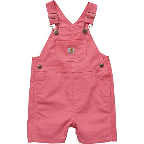 Carhartt Baby Loose Fit Overall Shorts Canvas Shortalls, Pink Lemonade, 9 Months | Amazon (US)