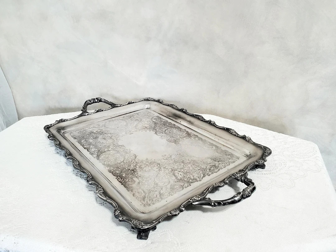 Large Silver Tray Footed Handles Webster Wilcox Handles Serving Butler - Etsy | Etsy (US)