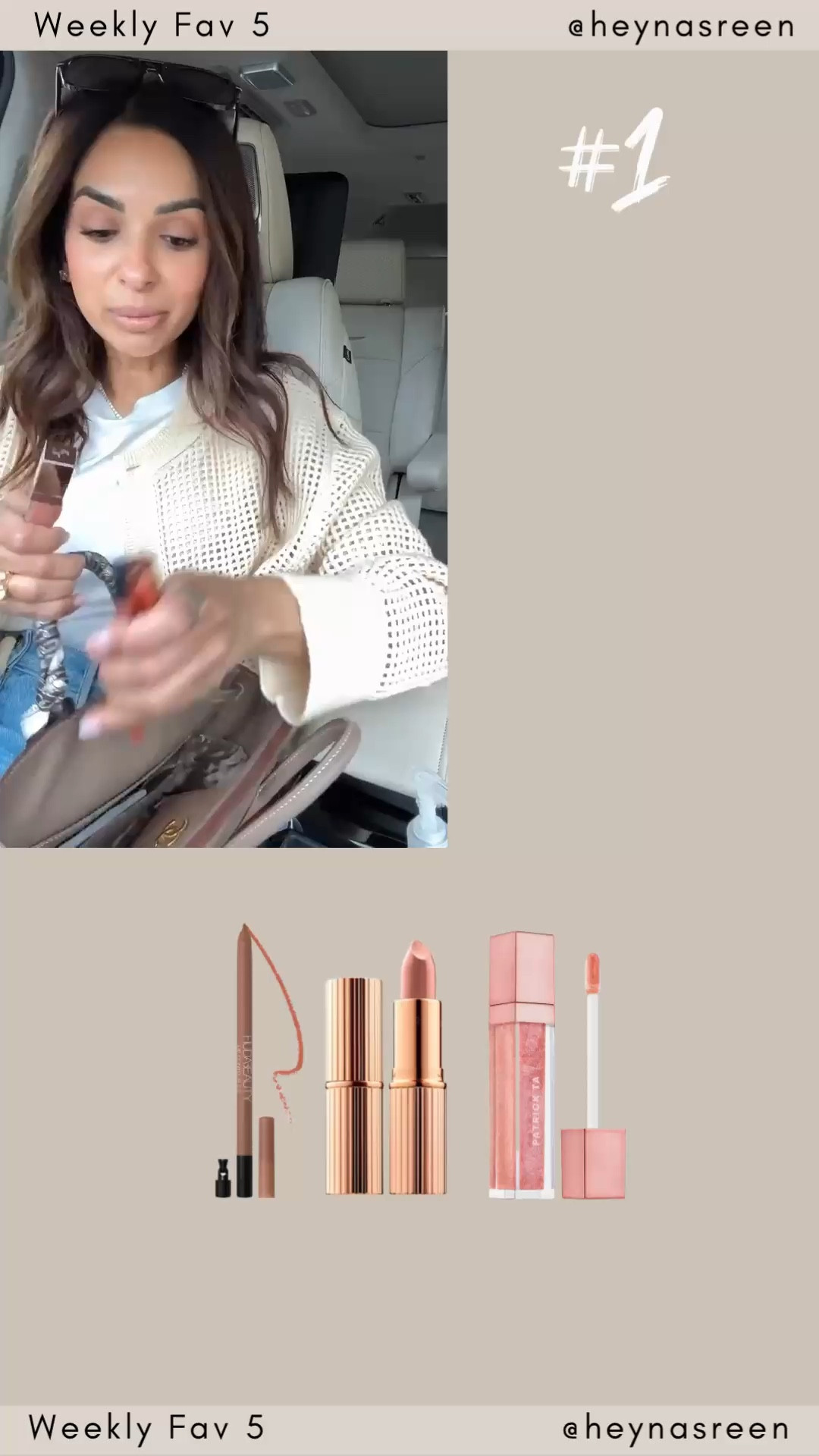 Fav 5 #1: Long time pinky/peachy nude lip combo:
Lip liner shade honey beige
Lipstick shade Penelope pink 
Gloss shade she's expensive 

#LTKOver40 #LTKBeauty