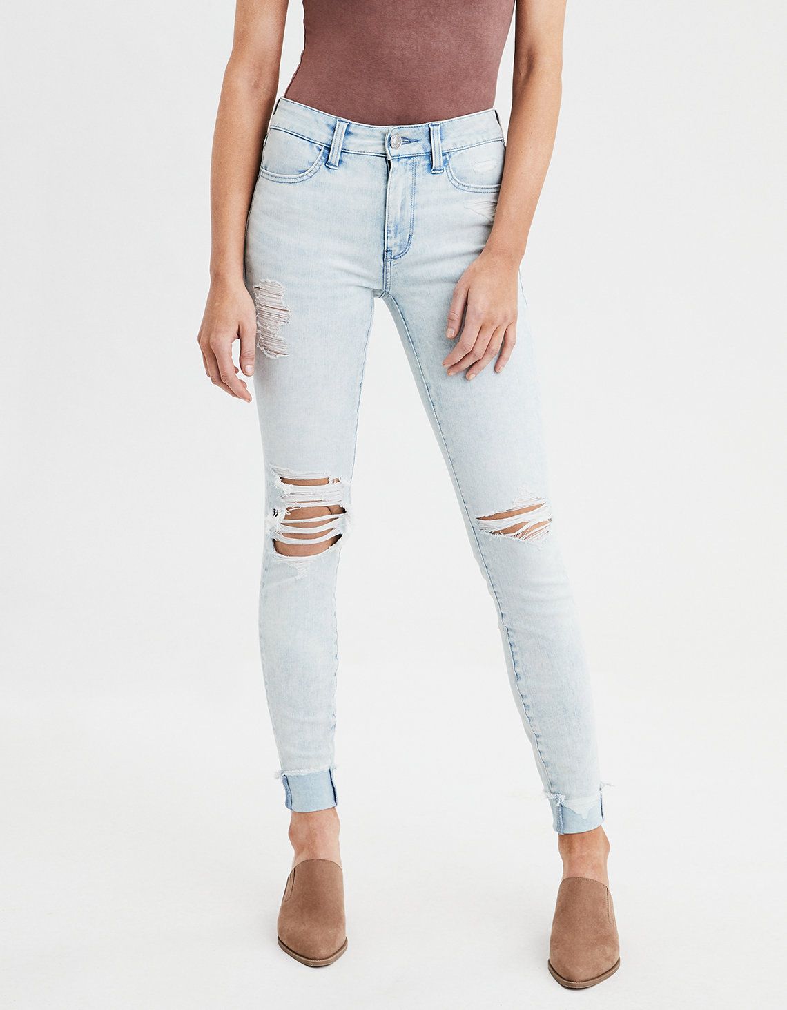AE 360 Ne(X)t Level High-Waisted Jegging, Iced Light Indigo | American Eagle Outfitters (US & CA)