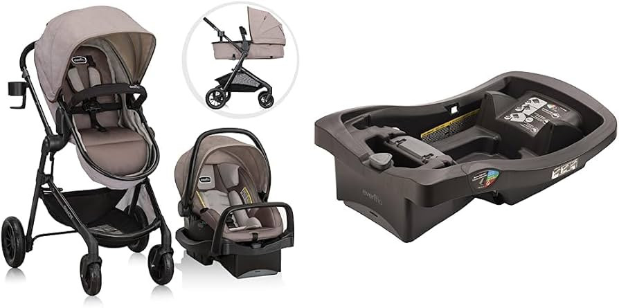 Evenflo Pivot Modular Travel System with LiteMax Infant Car Seat with Anti-Rebound Bar (Desert Ta... | Amazon (US)