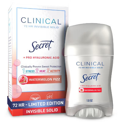 Secret Clinical Strength Invisible Solid Antiperspirant & Deodorant - Watermelon Fizz - 1.6oz: Under Arm, Normal Skin | Target