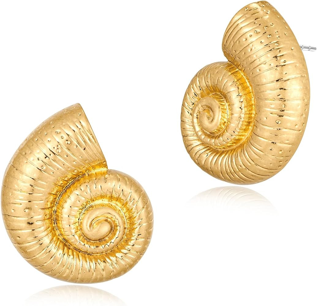 Sea Shell Earrings For Women Conch Earring Gold Shell Earrings Beach Ocean Studs Summer Fashion E... | Amazon (US)
