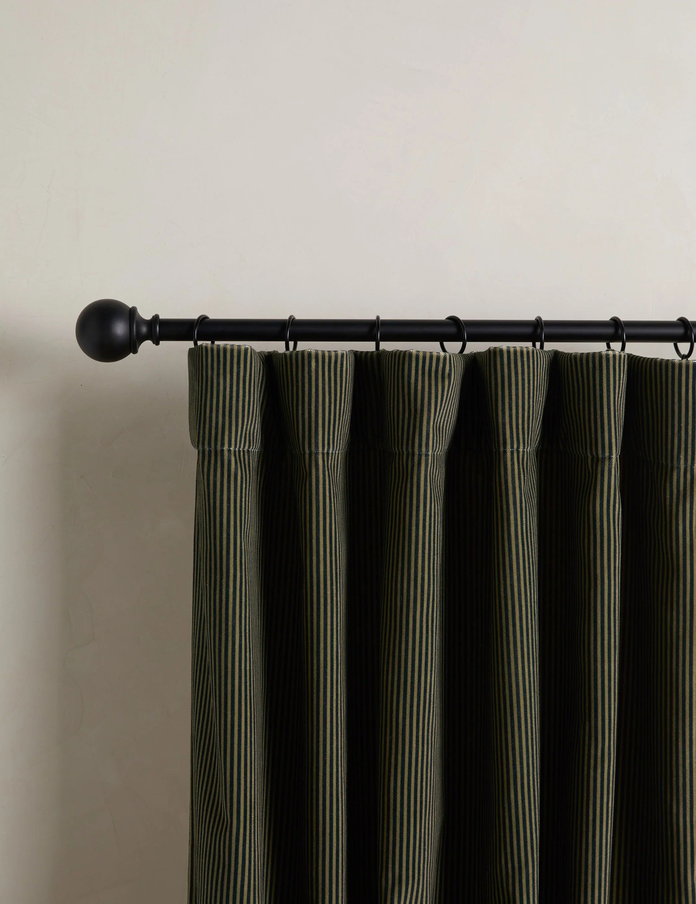 Striped Velvet Curtain Panel by Sarah Sherman Samuel, Black and Olive 50" x 120 | Lulu and Georgia 
