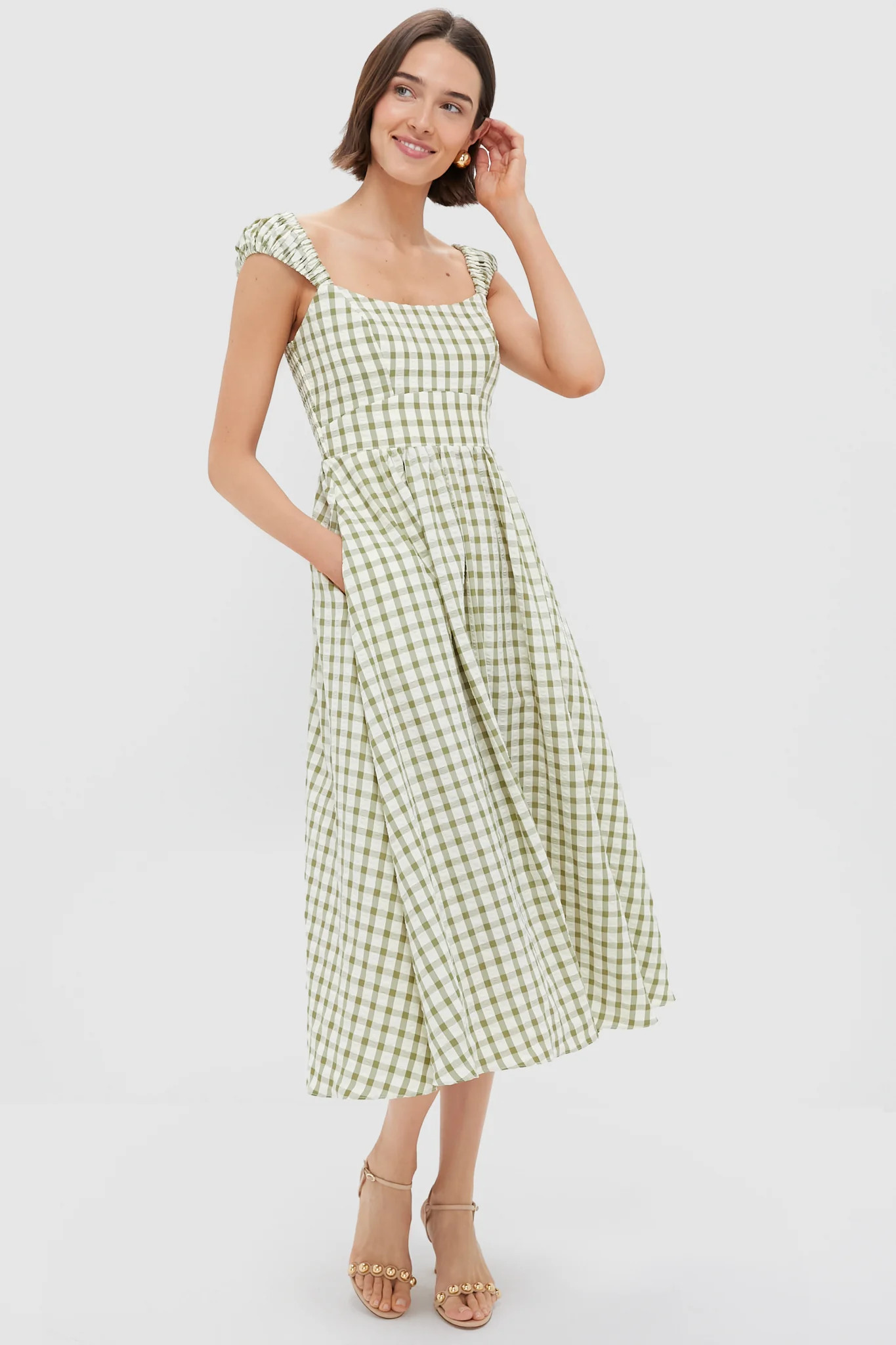 Sage Gingham Seersucker Amy Dress | Tuckernuck (US)