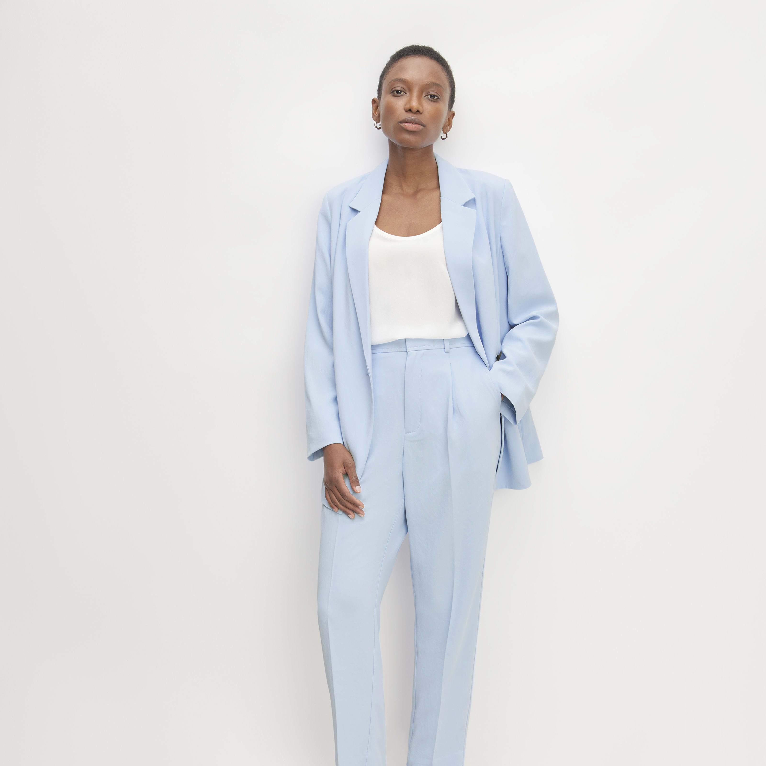 Women's Japanese GoWeave Way-HighÂ® Tapered Pant by Everlane in Chambray Blue, Size 0 | Everlane