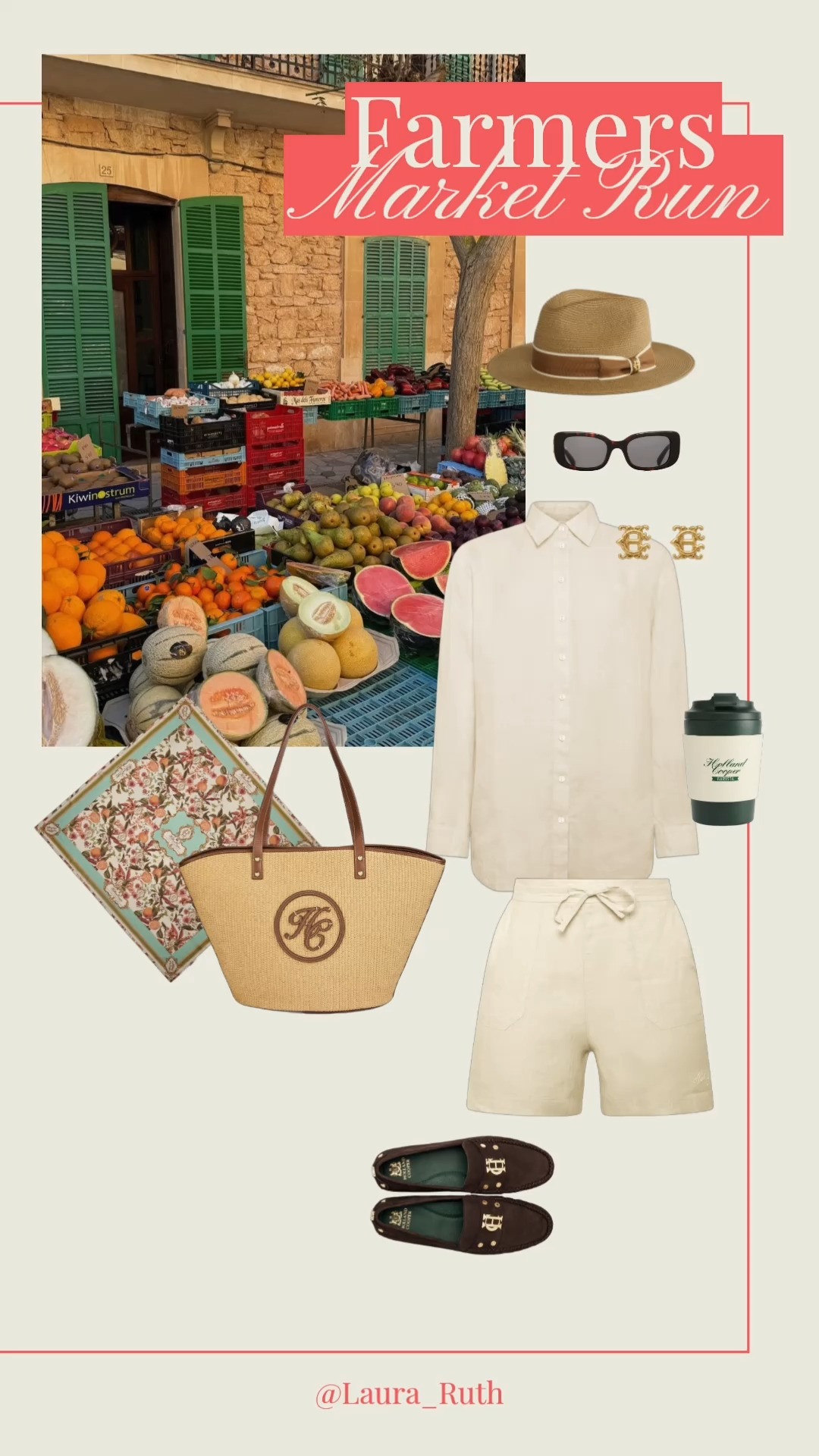 Farmers Market Run Summer Outfit 👒🍊 From crisp linen separates to woven accessories and comfortable flats, these are the pieces that make summer mornings feel effortlessly chic. Whether you're stocking up on fresh produce, grabbing a coffee or wandering local markets on holiday, I've got you! summer outfits @Holland Cooper

#LTKuk #LTKsummer #LTKtravel