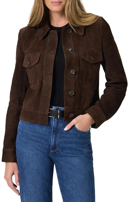 PAIGE Feyd Suede Jacket in Chocolate Brown at Nordstrom, Size Medium | Nordstrom