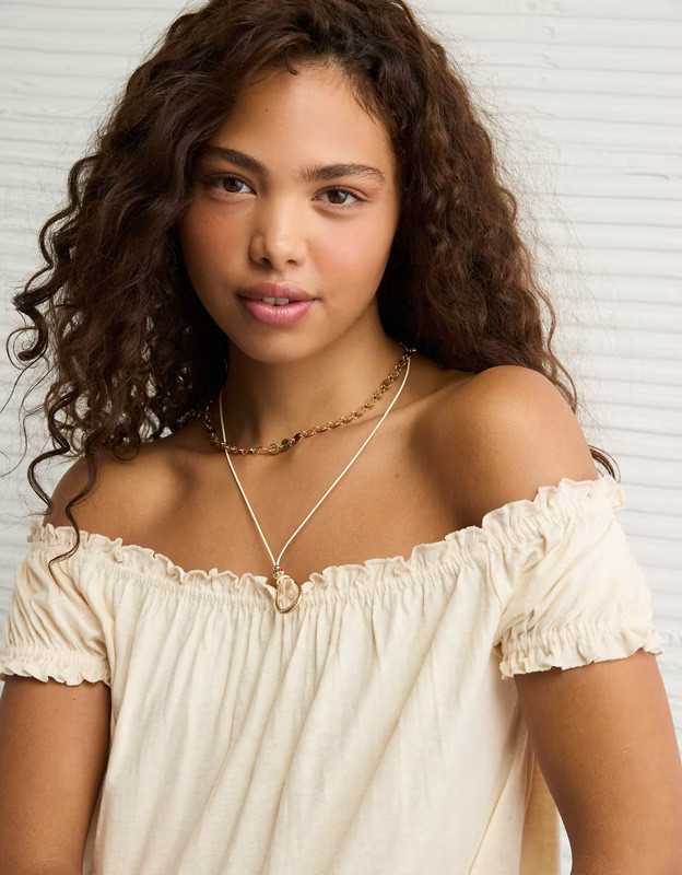 AE Sunchaser Knit Off The Shoulder Swing Top | American Eagle Outfitters (US & CA)