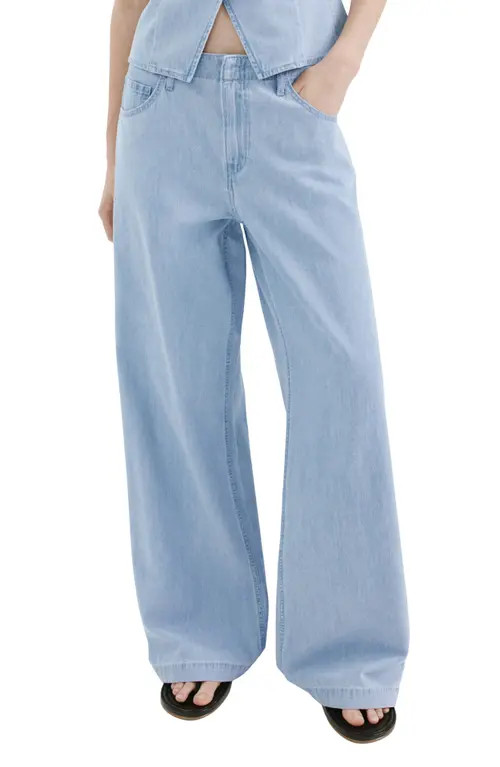 MANGO Mid Rise Wide Leg Jeans in Light Blue at Nordstrom, Size 4 | Nordstrom