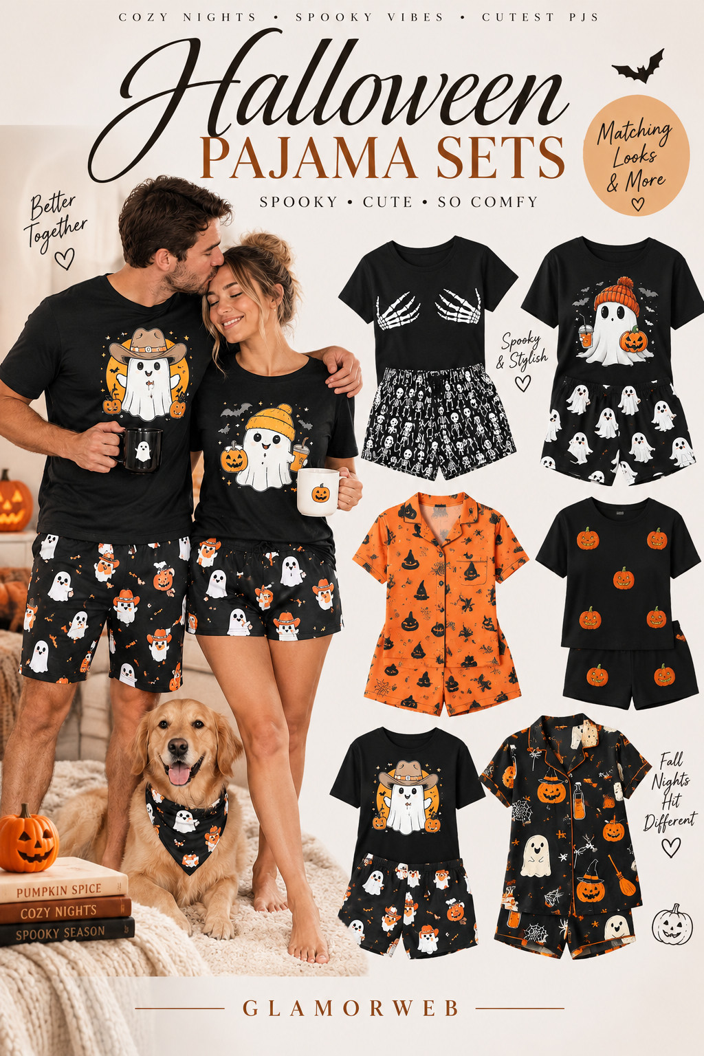 These Halloween pajama sets are way too cute for cozy season 👻🎃 From matching couples PJs and playful ghost prints to pumpkin sets, skeleton shorts, satin Halloween pajamas, and comfy lounge looks, these are perfect for spooky movie nights, pumpkin carving, handing out candy, fall weekends at home, or a fun Halloween morning. I love the mix of black, orange, ghost, pumpkin, and skeleton prints—they feel festive without being over the top.  #HalloweenPajamas #HalloweenPJs #SpookySeason #HalloweenOutfits #CozySeason #FallPajamas #GhostPajamas #PumpkinPajamas #SkeletonPajamas #MatchingPajamas #CouplesPajamas #FamilyPajamas #HalloweenStyle #FallLoungewear #CozyFall #SpookyCute #HalloweenFinds #FallFavorites #LTKFinds #Glamorweb   

 #LTKSeasonal #LTKU #LTKSaleAlert
