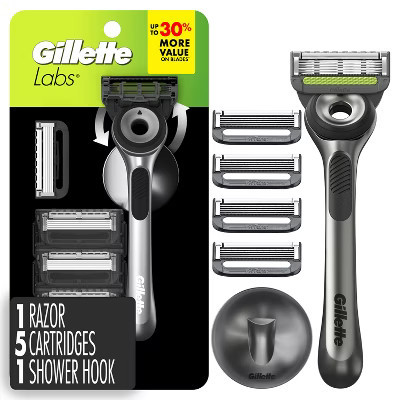 GilletteLabs Men's Razor with 5 Razor Blade Refills and Magnetic Hanger: Face Application, Suitable For All Hair Types, Manual Use | Target