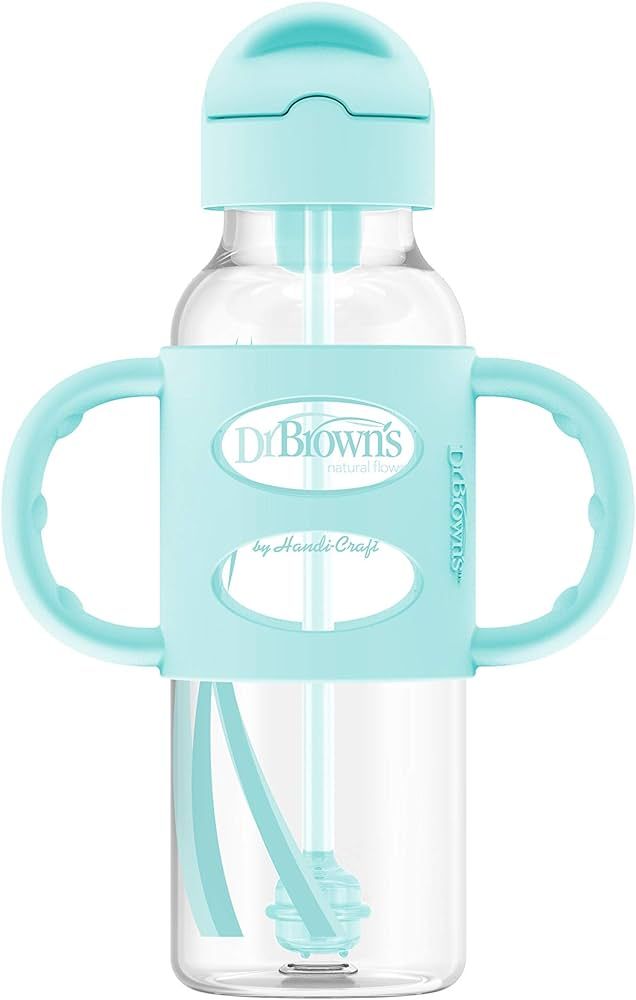 Dr. Brown’s® Milestones™ Narrow Sippy Straw Bottle with 100% Silicone Handles, 8oz/250mL, Gr... | Amazon (US)