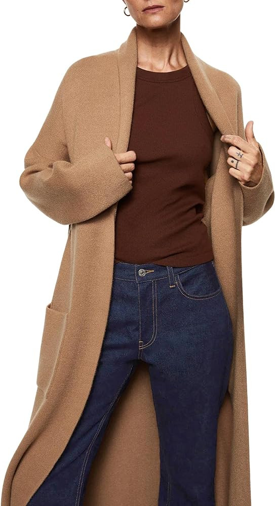 Womens Long Sleeve Maxi Cardigan Open Front Oversized Knitted Sweater Coat Casual Lapel Warm Over... | Amazon (US)