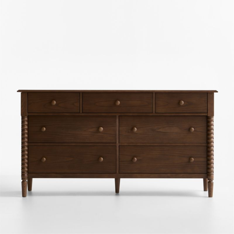 Jenny Lind 62" Deep Brown Wood Extra Wide 7-Drawer Kids Dresser + Reviews | Crate & Kids | Crate & Barrel
