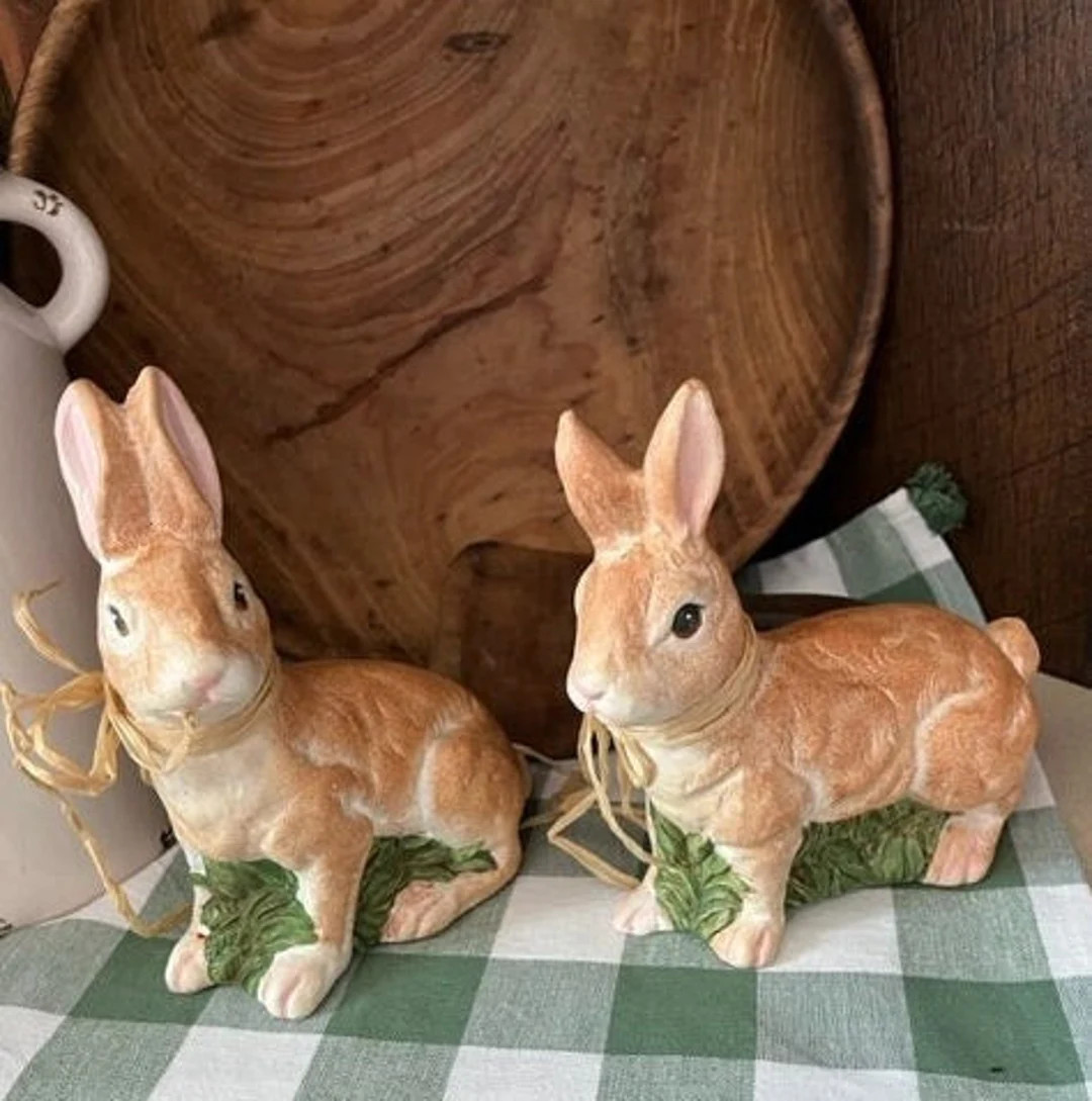 Primitive Style Easter Bunny Rabbit Pair | Etsy (US)