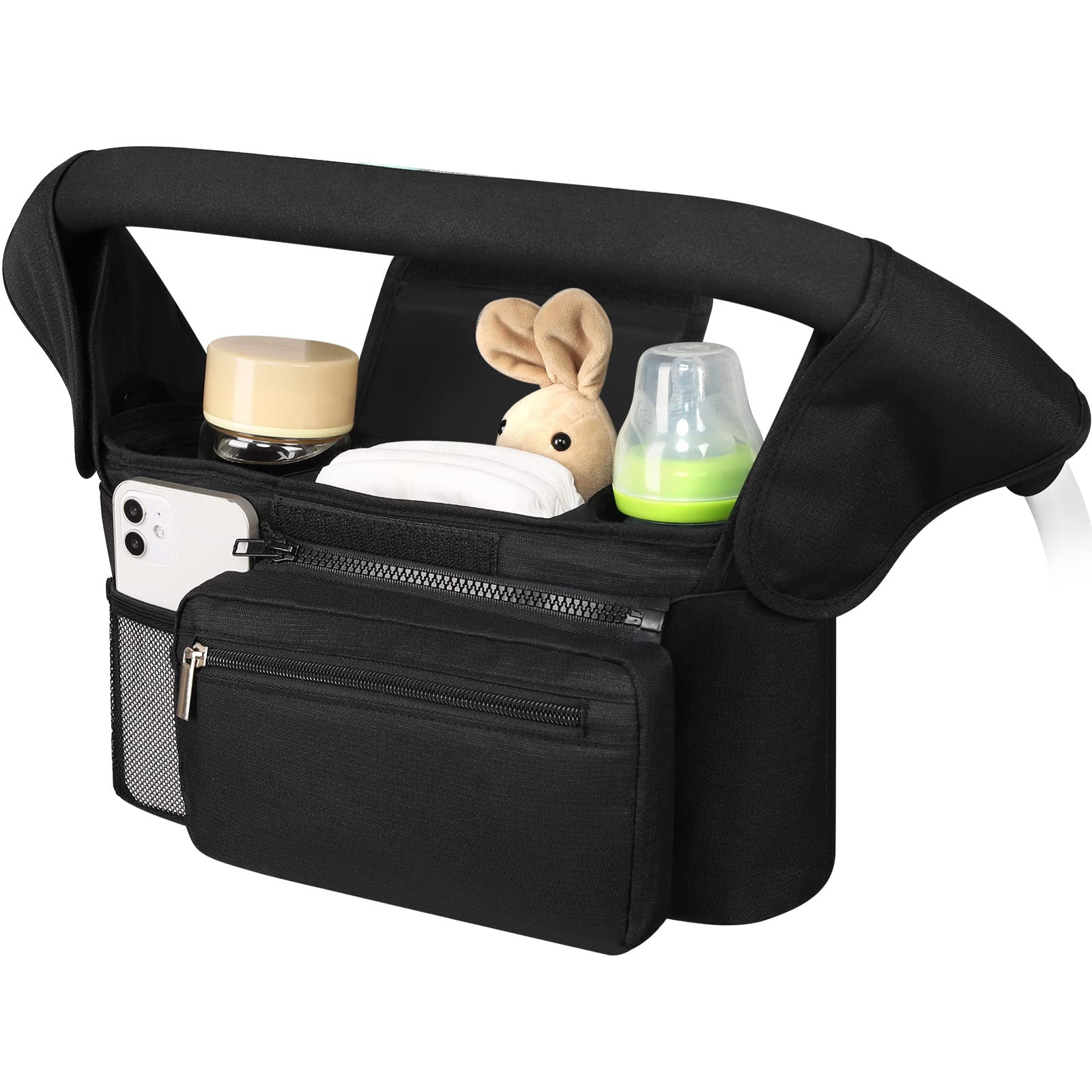 Accmor Universal Stroller Organizer with Insulated Cup Holder Detachable Phone Bag and Shoulder Strap,Stroller Bag Caddy Organizer Accessories Fits for Uppababy, Baby Jogger, Britax Strollers | Amazon (US)
