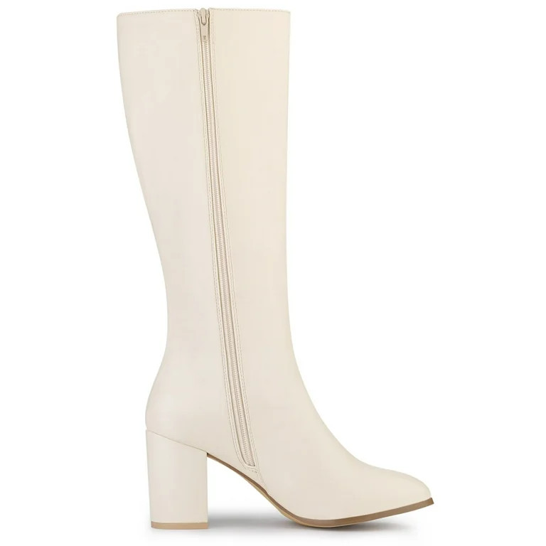 Allegra K Women Round Toe Block Heels Knee High Boots - Walmart.com | Walmart (US)