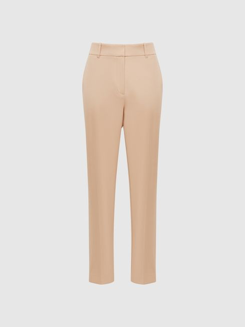 Reiss Camel Ember Slim Fit High Rise Trousers | Reiss UK