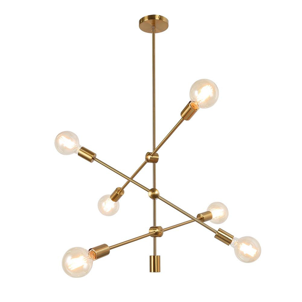 LNC Gideon 6-Light Gold Sputnik Chandelier | The Home Depot