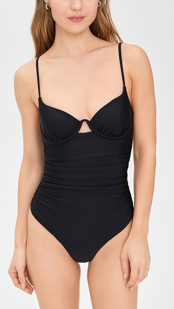 Laine Draped Satin Swimwear Ruched Cup Underwire Swimsuit | Shopbop