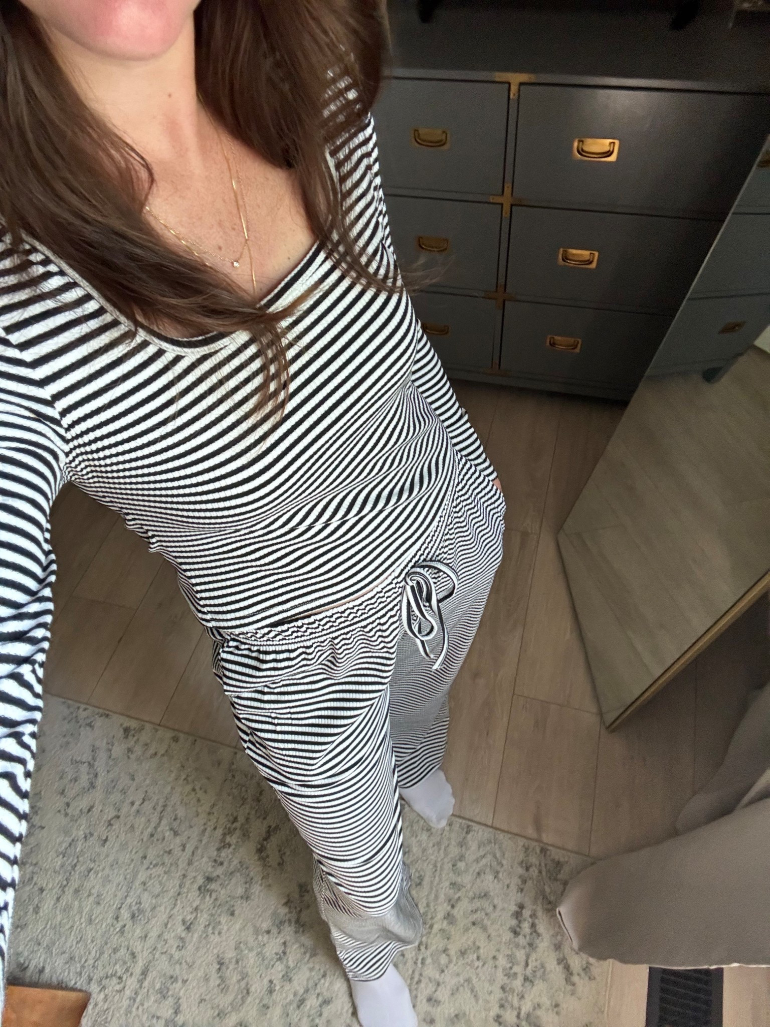 Obsessed with this Free People dupe matching set from Amazon 🤍 The striped long sleeve + pants are so comfy, flattering, and perfect for everyday mom style. Bonus — the pants are actually long enough for tall girls 🙌 #AmazonFashion #FreePeopleDupe #AmazonSet #MatchingSet #FallOutfit #TallGirlStyle #ComfyOutfit #MomStyle #OOTD #AmazonFinds #AffordableFashion #EverydayStyle