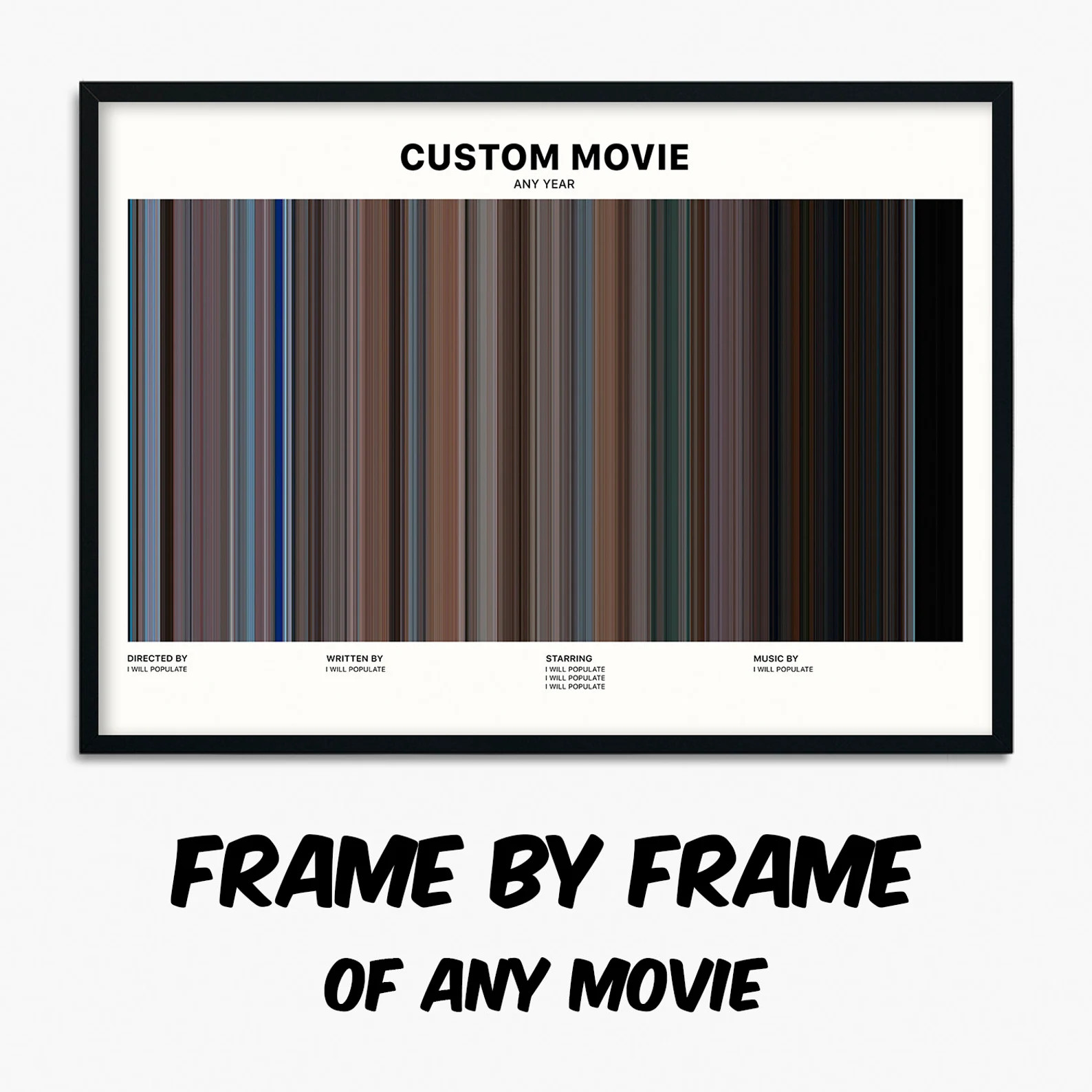 Custom Movie Barcode Poster Print, Any Movie Frame by Frame Art Print Gift Idea for Movie Fan Fil... | Etsy (US)