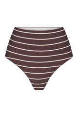 The High-Waist Bikini Bottom in Espresso Odd Stripes | Anemos Swim (US)