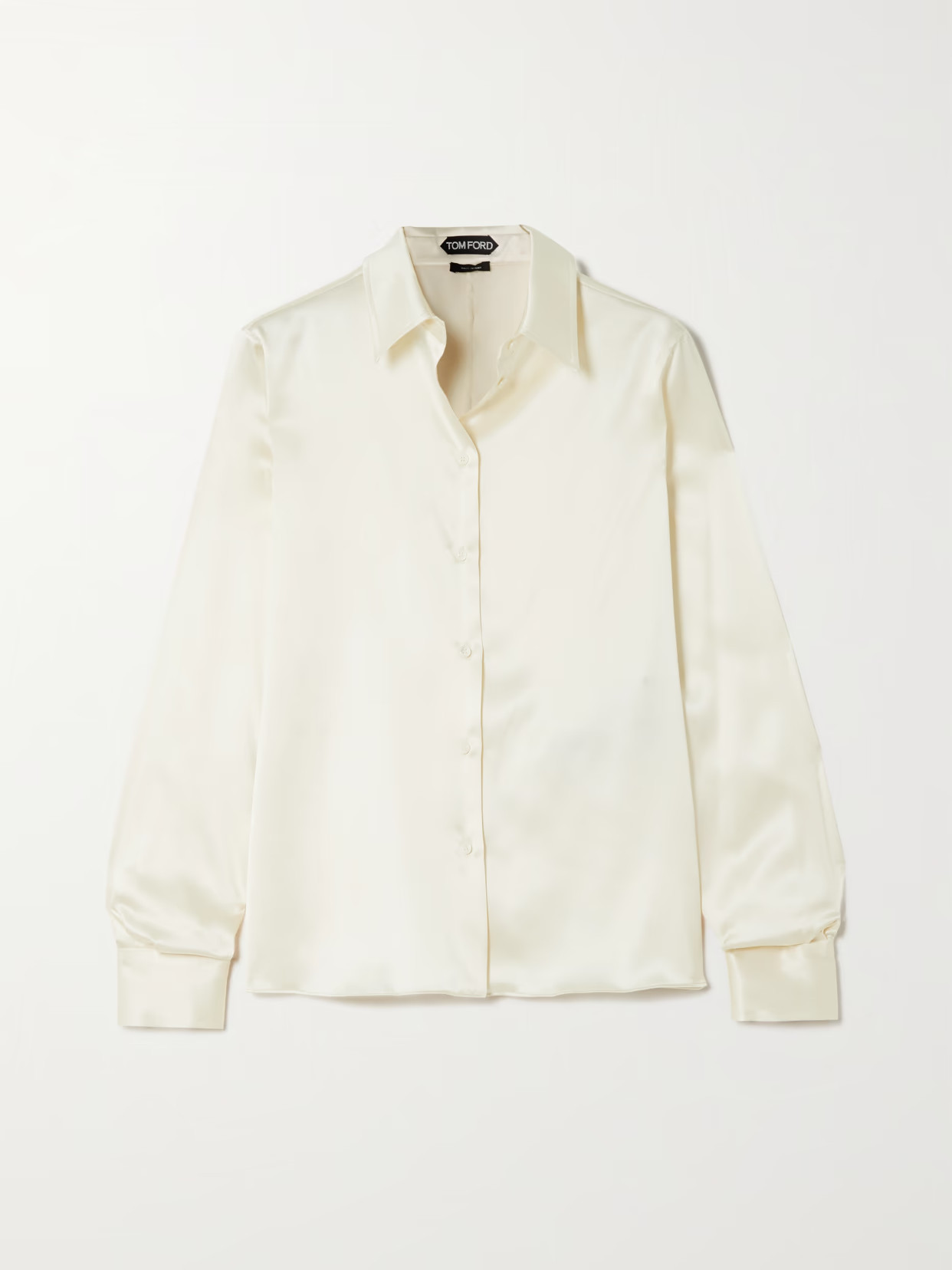 TOM FORD - Silk And Lyocell-blend Satin Shirt - Cream | NET-A-PORTER (UK & EU)