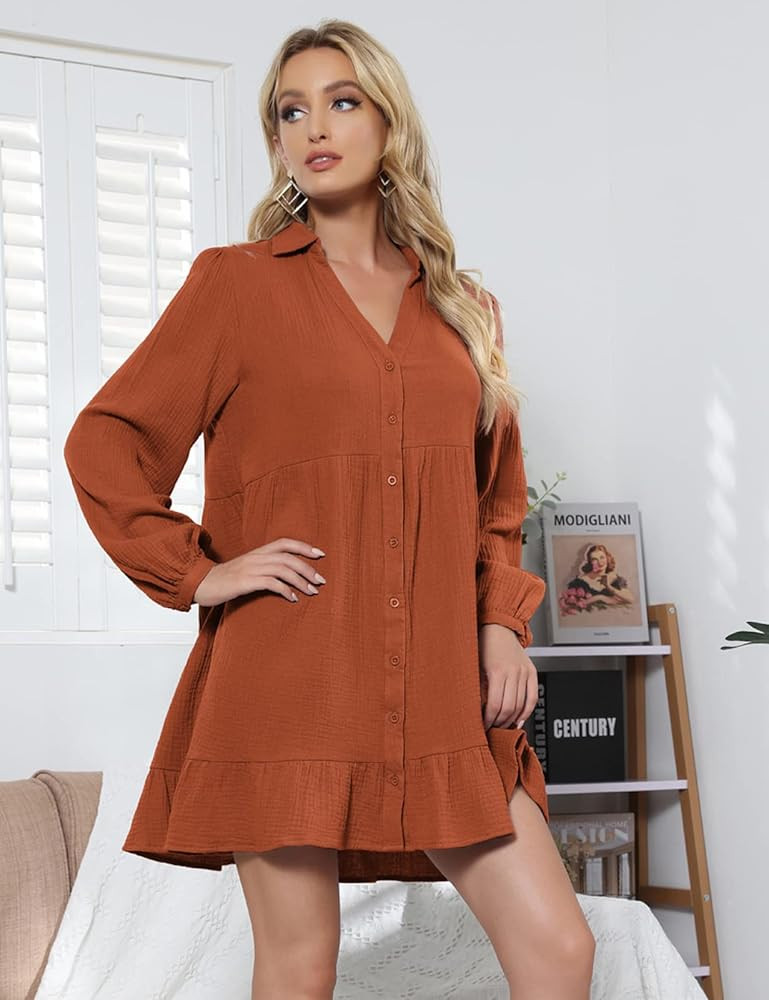 Kate Kasin Women's Summer Mini Dress Casual Sleeveless Ruffled Sleeve V Neck Loose Swing A Line Flow | Amazon (US)