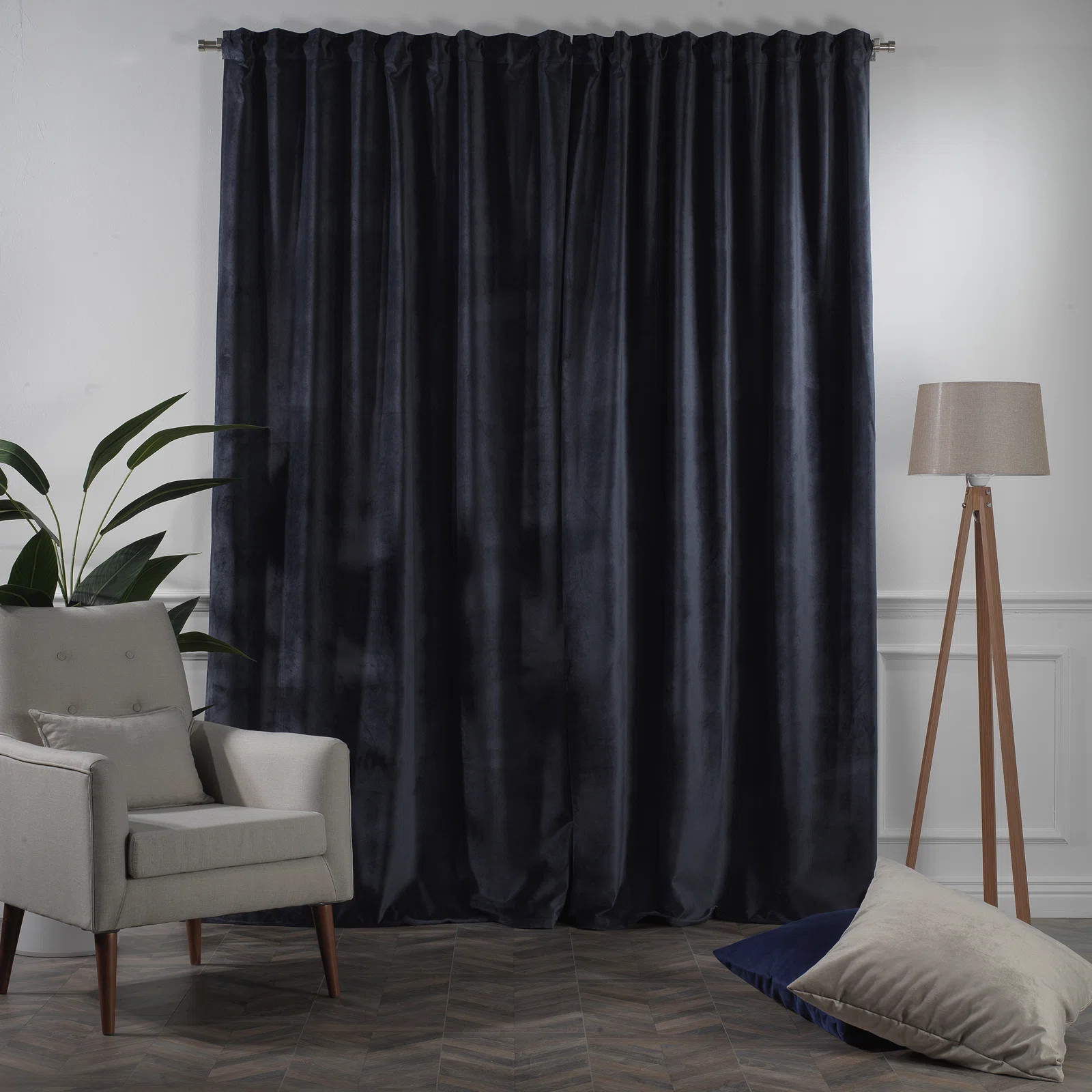 Matte Velvet Room Darkening Curtain Panel Set (Set of 2) | Birch Lane