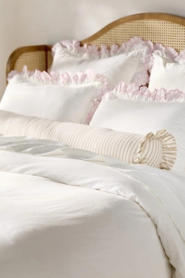 Elin Cotton Printed Strip Ruffle Pillow | Anthropologie (US)
