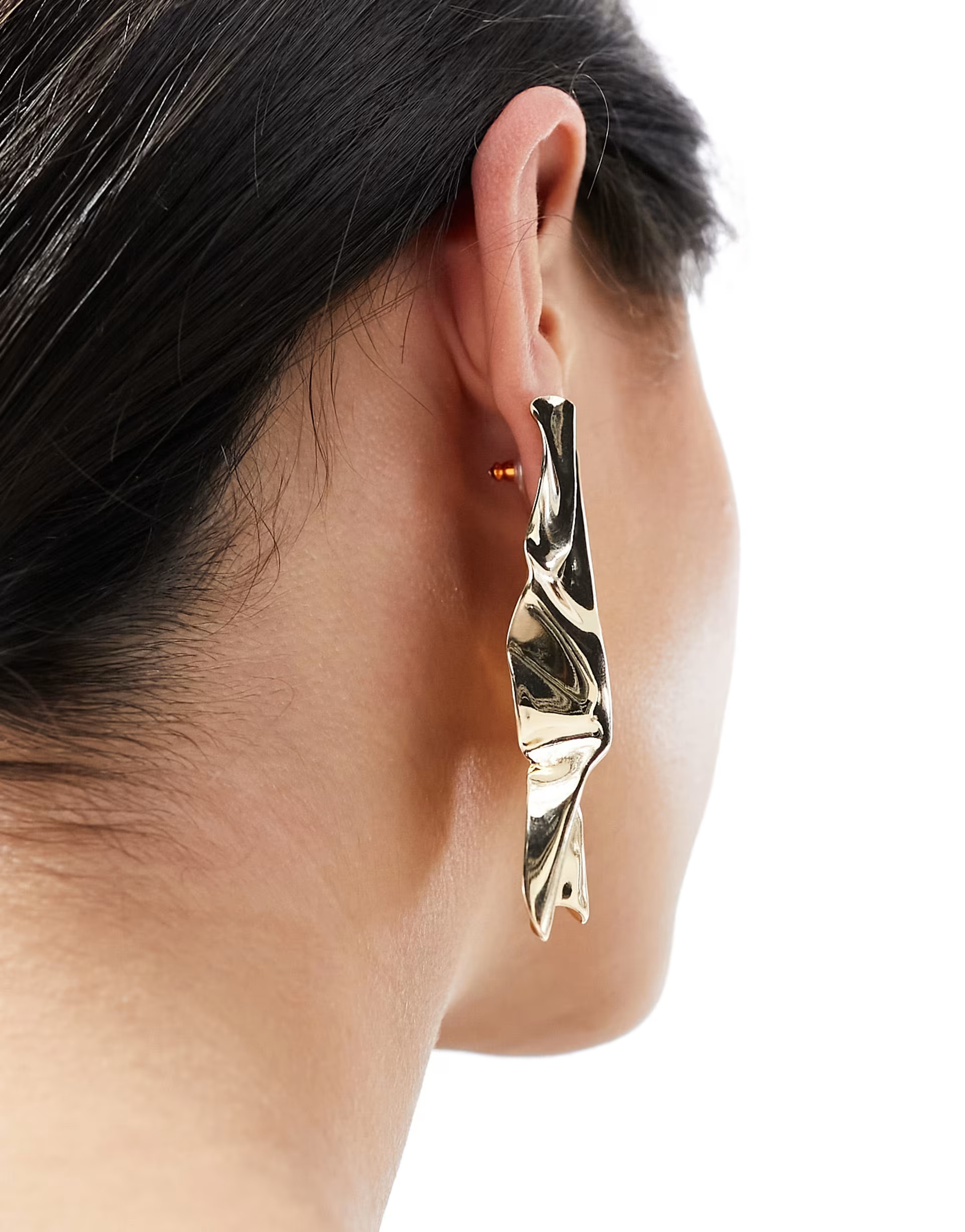 ASOS DESIGN stud earrings with hammered abstract design in gold tone | ASOS | ASOS (Global)