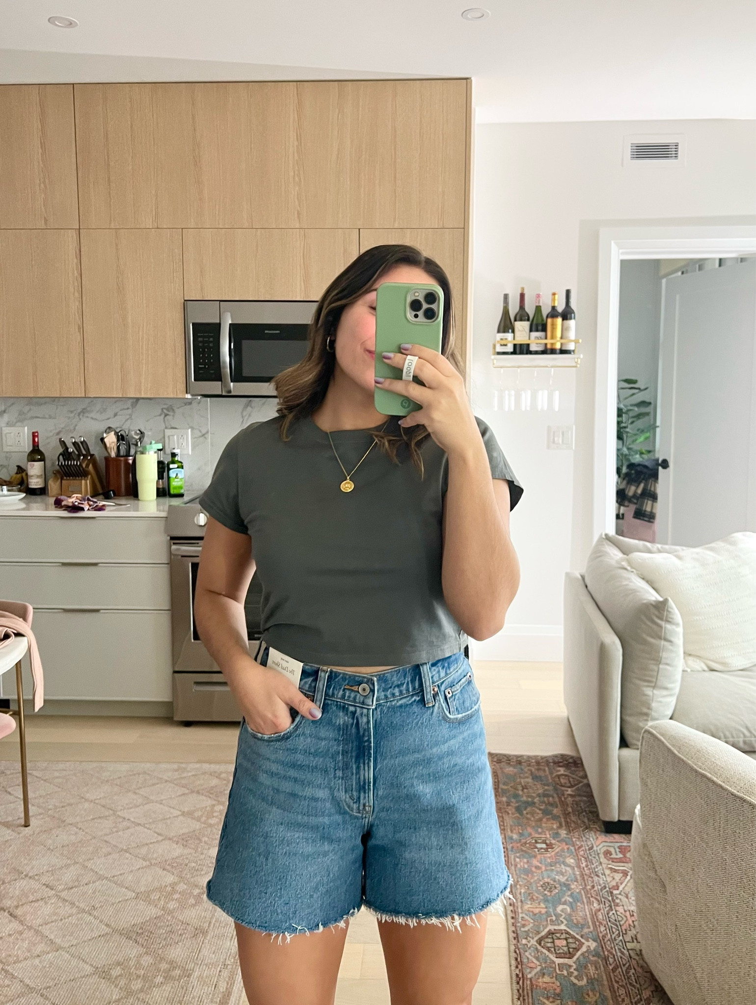Perfect longer length vintage inspired denim shorts: Abercrombie dad shorts. They are a perfect length (cover your butt), are stretchy, not too tight in the legs, and true to size! I can’t recommend enough, im wearing a 29. Also come in curve!!

#LTKFind #LTKfit #LTKSeasonal
