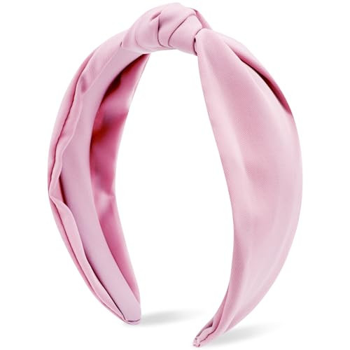 Atoden Pink Knotted Headband Wide Top Knot Head Band Non Slip Plain Solid Color Hair Bands Fashion Hair Accessories for Women Girls Valentine's Headband | Amazon (US)