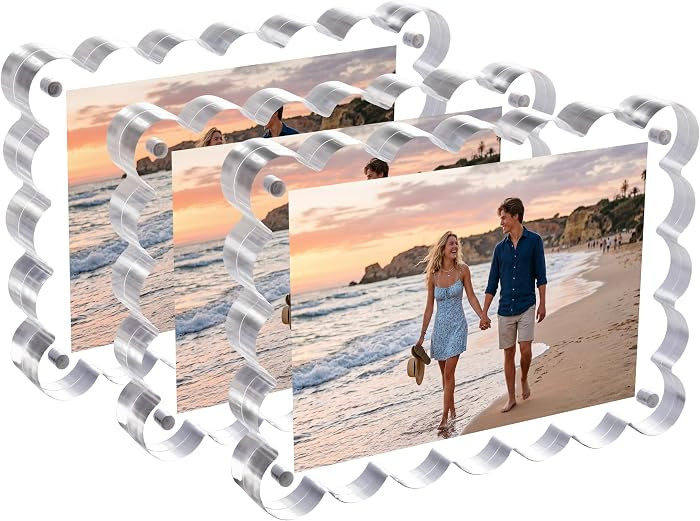 3Pack 4x6 Inch Scalloped Acrylic Picture Magnetic Frames | Amazon (US)