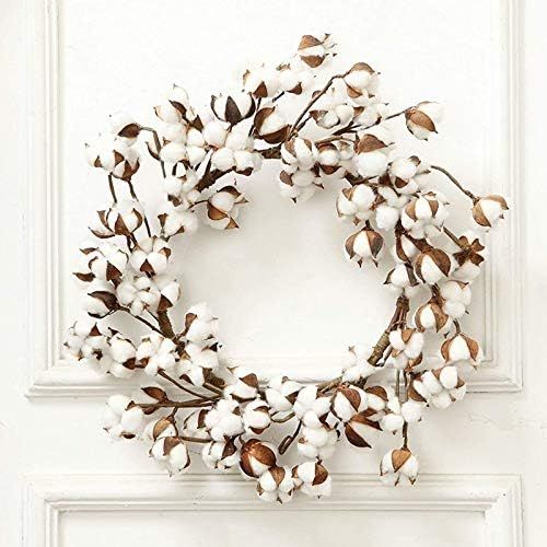 PinnacleT1 Real Cotton Wreath - 24" Natural Floral Twig Door Wreath Farmhouse Decor Christmas Vin... | Amazon (CA)